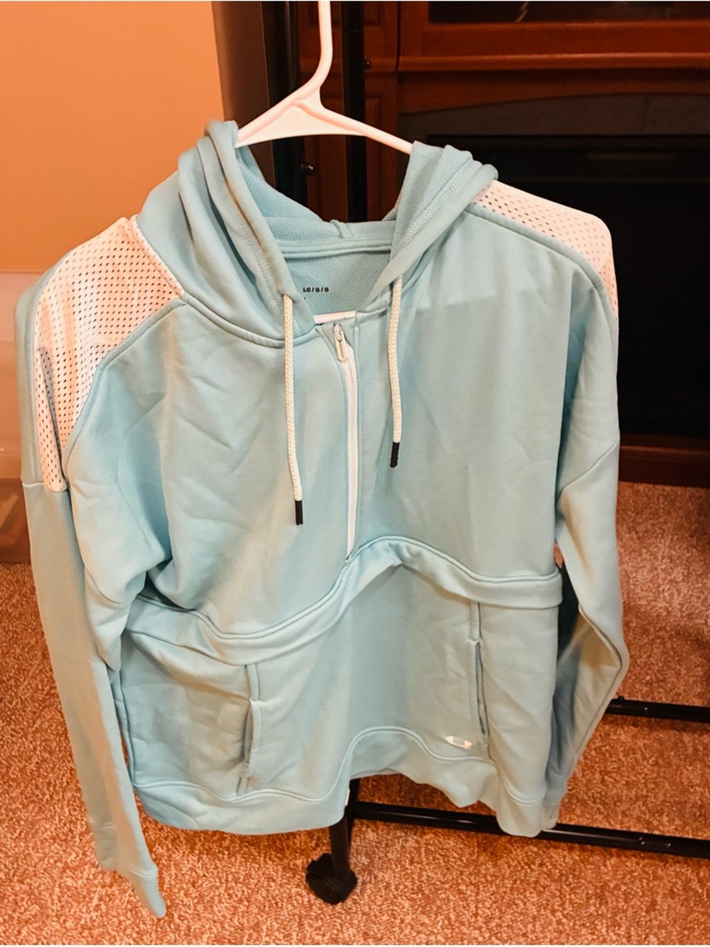 Under Armour Light Blue & White Half-Zip Hooded Sweatshirt